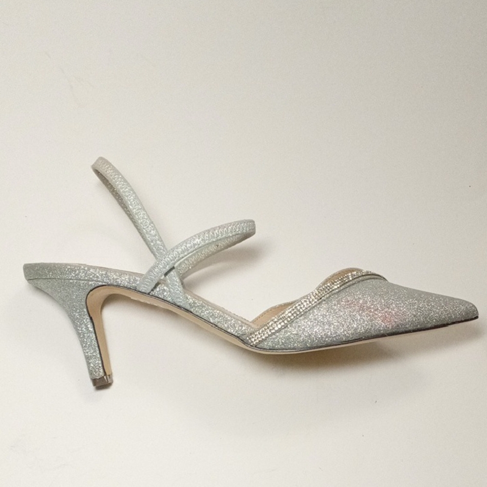 Nina Beckie-YG Shimmering Silver Refine Pointed Heels Size 10M - Picture 10 of 17